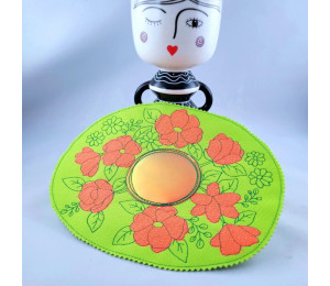 ADVENTSKALENDER 10. Dezember - Stickdatei - ITH Mug Rug Untersetzer Blumenteppich